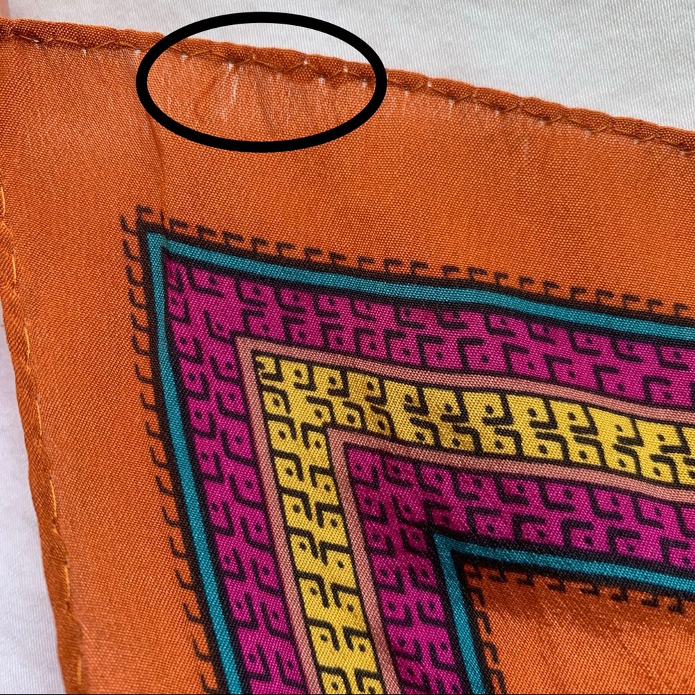 SOLD Vintage Honey Silk Square Paisley Print Scarf - Picture 6 of 8